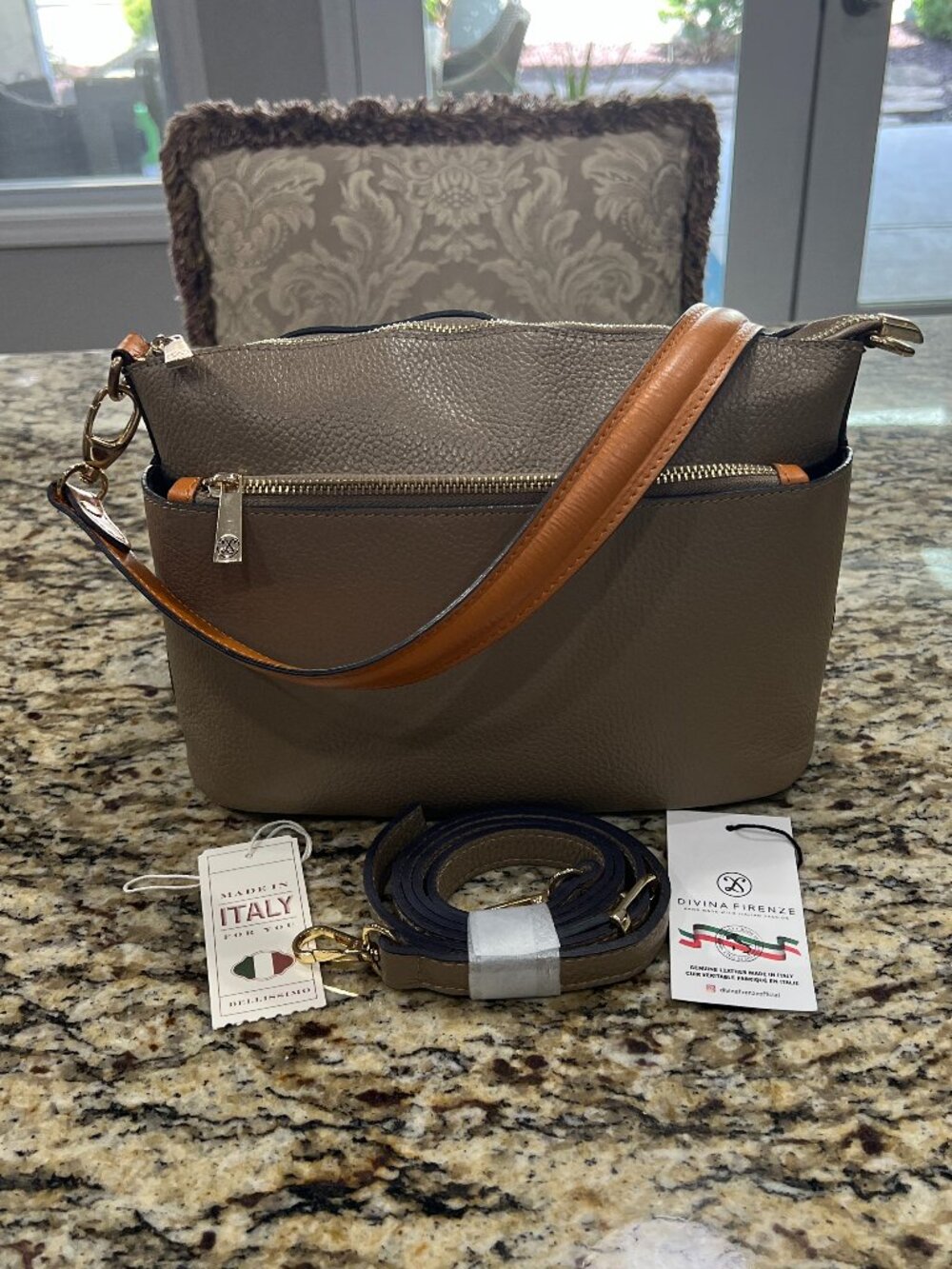 Divina Firenze Italian Pebbled Leather Shoulder Bag